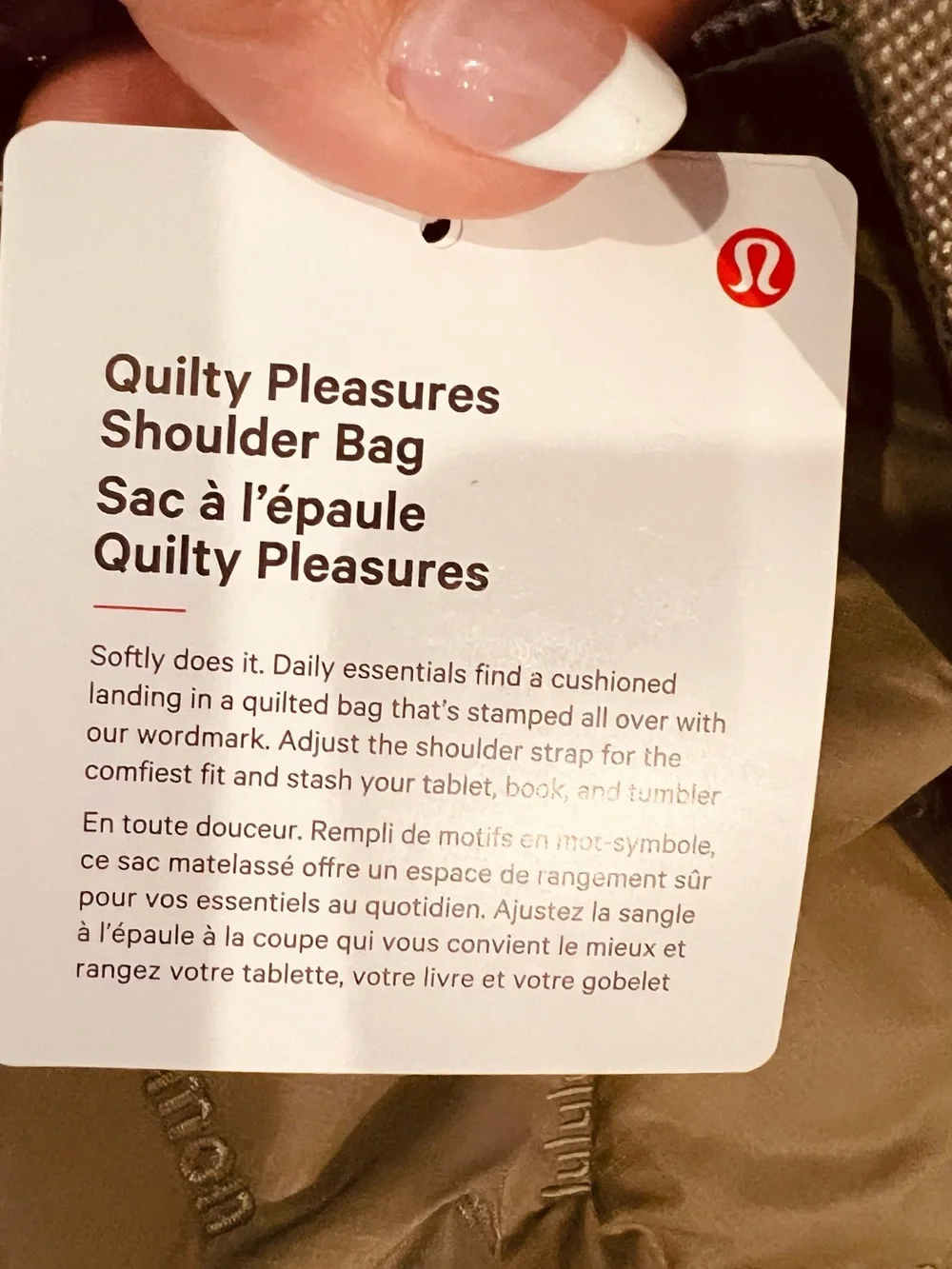 Lululemon Quilty Pleasures Shoulder Bag Bay Leaf NWT 14L Water-Repellent Tote